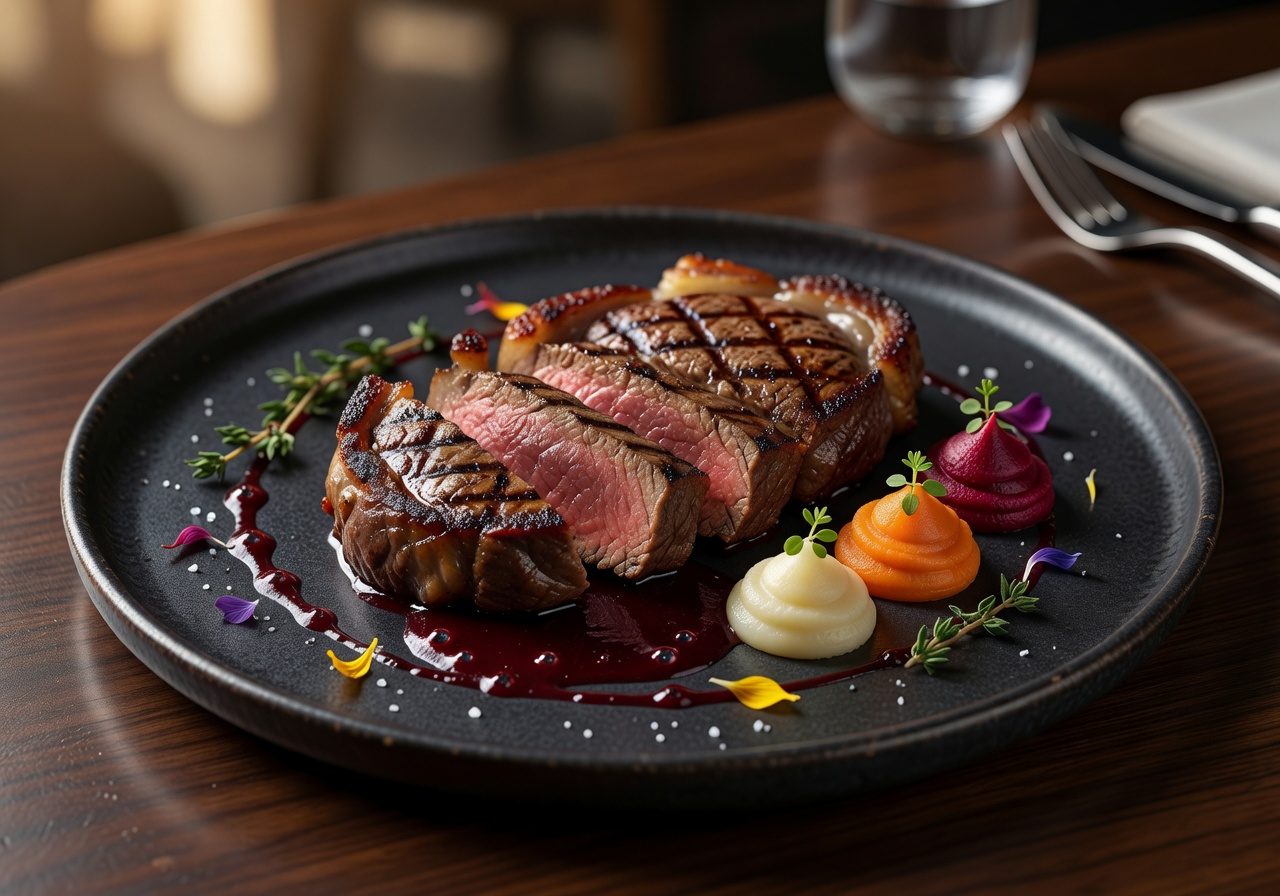 Fine dining steak dish