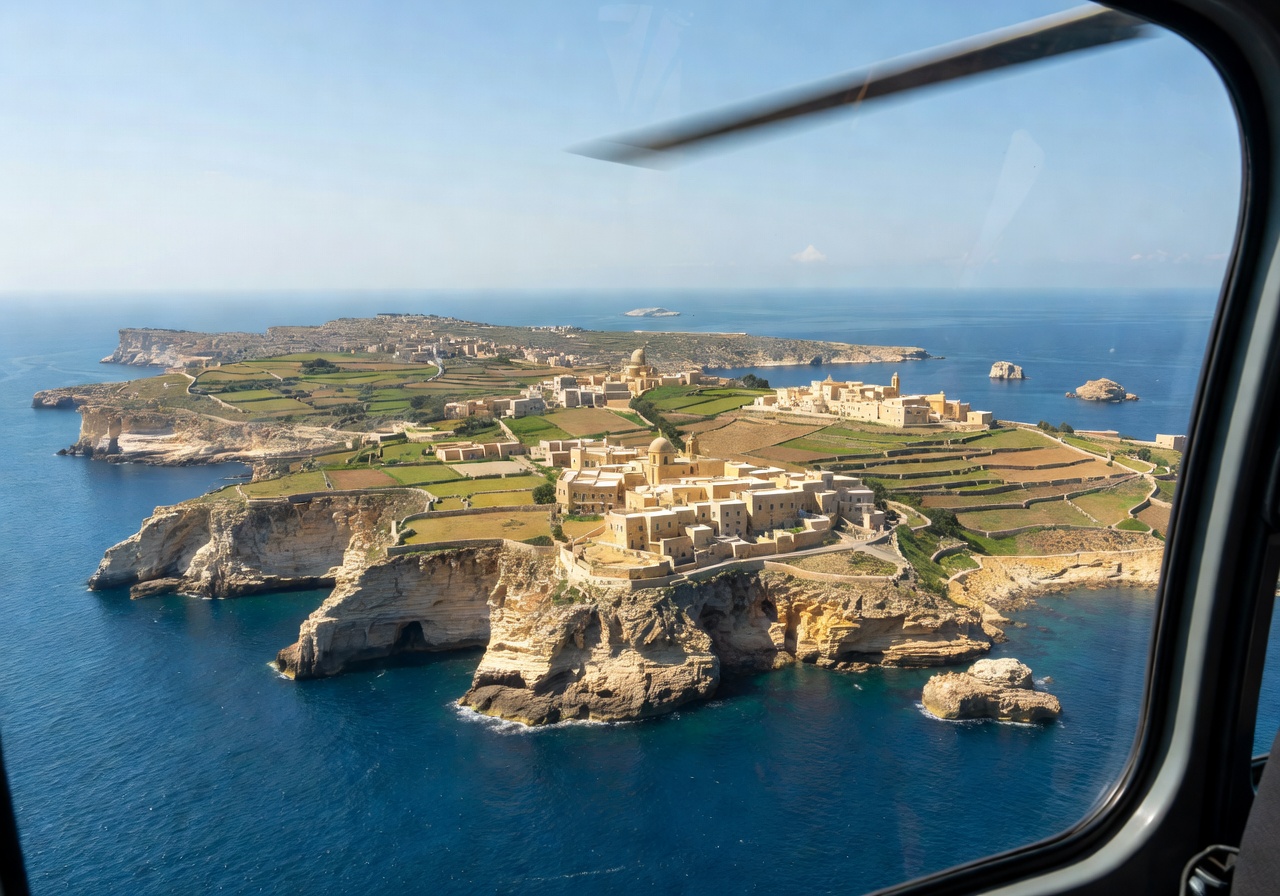 Helicopter aerial tour over the island of Gozo