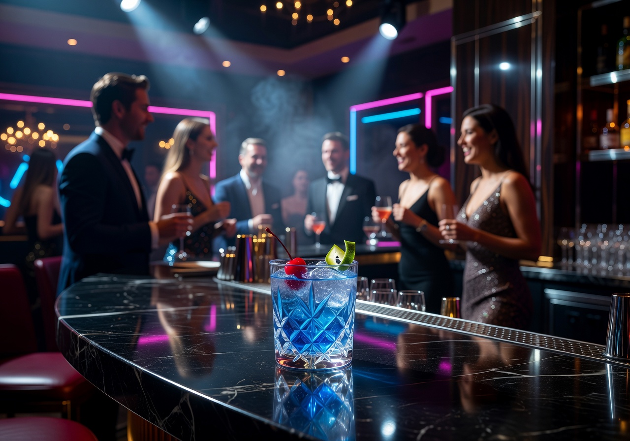 Vibrant nightlife cocktail at H Hotel